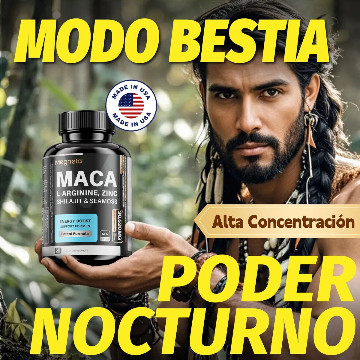 Suplemento Para Hombres Con Maca Y L-arginina 60 Cápsulas🧬